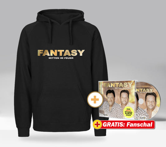 Fantasy Mitten im Feuer Fan-Set Kapuzenpulli + CD + GRATIS Fanschal