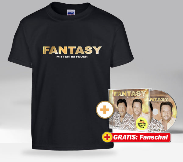 Fantasy Mitten im Feuer Fan-Set T-Shirt + CD + GRATIS Fanschal